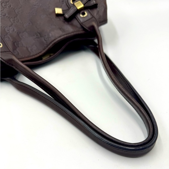 Auth Gucci GG Monogram Brown Embossed Guccissima Leather Princy Tote Bag - Picture 9 of 16